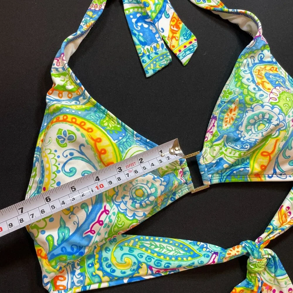 ~ Lauren Ralph Lauren Bikini Top, D/DD/LG/XL* Ring Front Halter Tie LRL Tropical